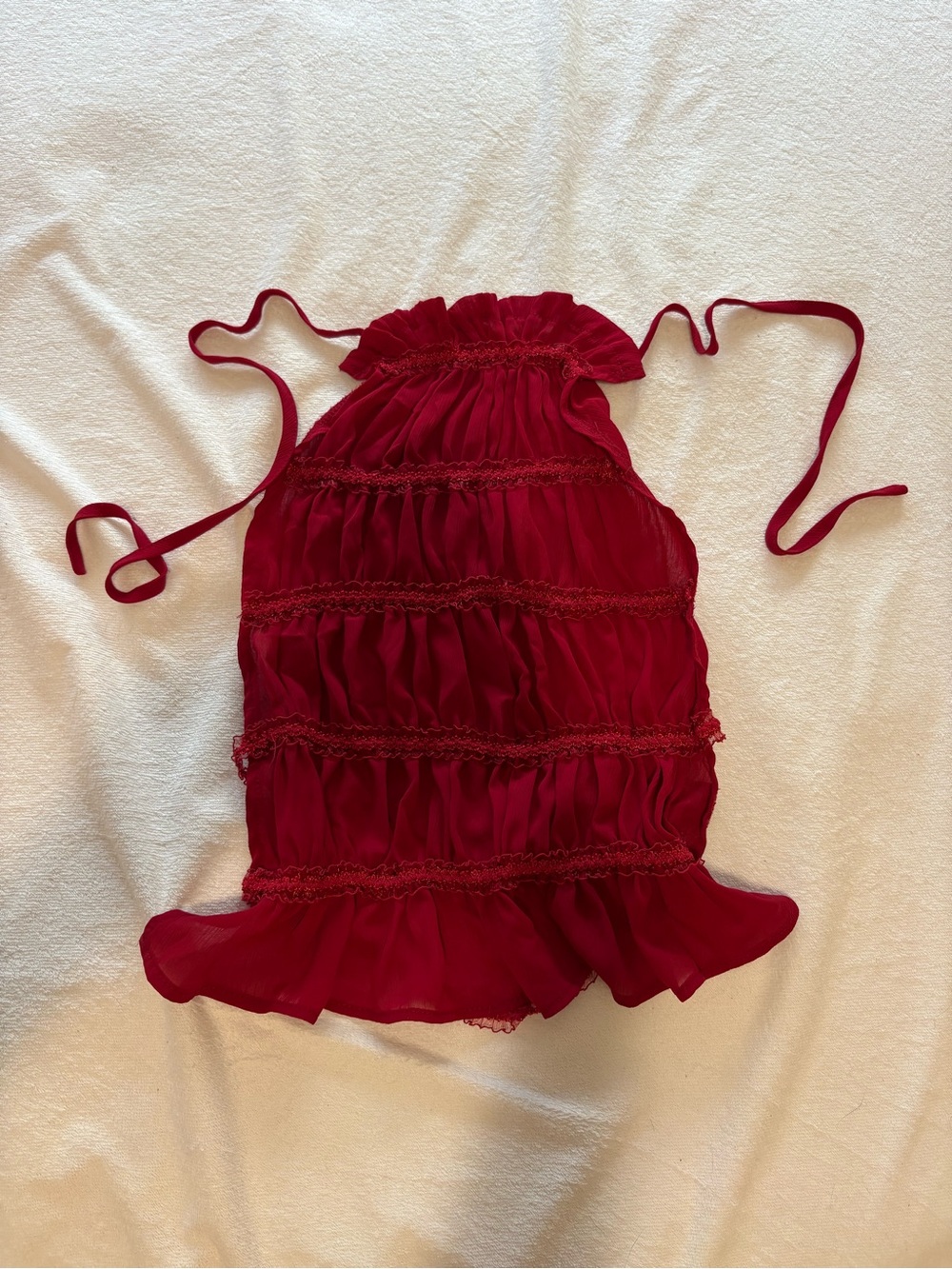 SHEIN Red Ruffled Halter Top